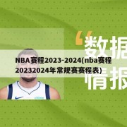 NBA赛程2023-2024(nba赛程20232024年常规赛赛程表)